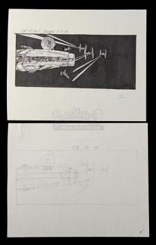 STAR WARS - EP V - THE EMPIRE STRIKES BACK (1980) - Hand-Drawn Storyboards - CE 10 (2) Pair