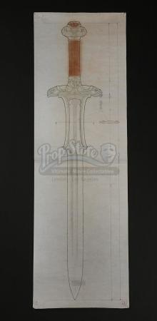 CONAN THE BARBARIAN (1982) - Ron Cobb Hand-Drawn Atlantean Sword Production Drawing