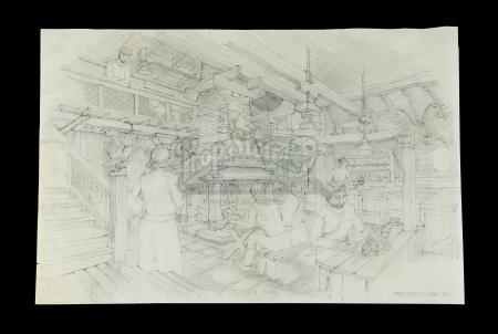 INDIANA JONES AND THE RAIDERS OF THE LOST ARK (1981) - Norman Reynolds Hand-Drawn Raven Bar Interior Concept Artwork