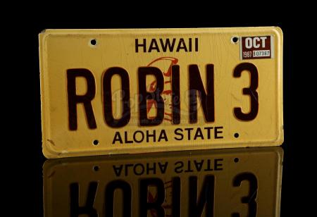 MAGNUM, P.I. (1980-1988) - Thomas Magnum's (Tom Selleck) “ROBIN 3” Jeep Wagoneer License Plate