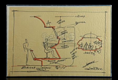 STAR TREK (TV 1966-1969) - Matt Jefferies Hand-Drawn USS Enterprise Bridge Illustration