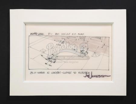 STAR WARS: A NEW HOPE (1977) - Joe Johnston Hand-Drawn Storyboard - X-wings in Canyon