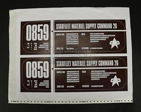 STAR TREK: INSURRECTION (1998) - Brown Starfleet Cargo Labels Sheet