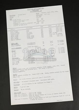 STAR WARS: A NEW HOPE (1977) - Production-Used Call Sheet - 27