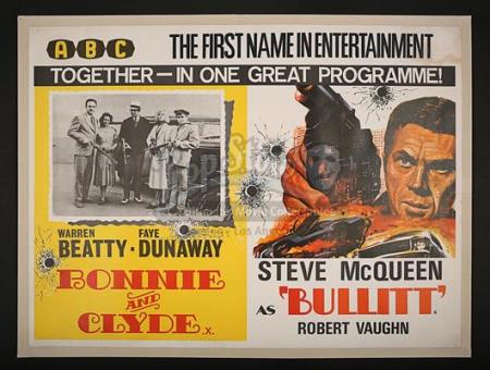 BULLITT (1968) / BONNIE AND CLYDE (1967) - Quad Poster (c' 1969)