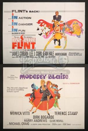 MODESTY BLAISE (1966) / IN LIKE FLINT (1967) - UK Quad Posters (1966 & 1967)