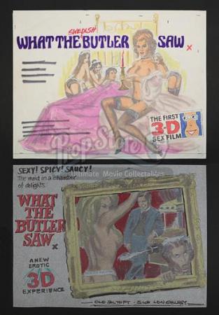 WHAT THE SWEDISH BUTLER SAW (AKA. A MAN WITH A MAID (1975) - Two UK Quad Poster Artworks (1975)