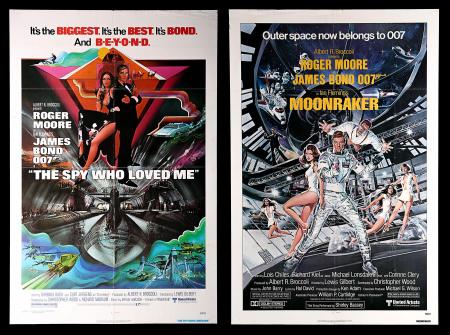 JAMES BOND: MOONRAKER (1979) AND THE SPY WHO LOVED ME (1977) - Two US One-Sheet Posters