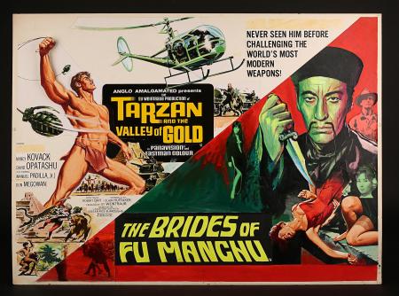 TARZAN AND THE VALLEY OF GOLD (1966) / THE BRIDES OF FU MAN CHU (1966) - Final Artwork for UK Quad Poster