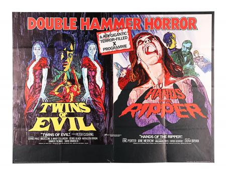 HAMMER: TWINS OF EVIL / HANDS OF THE RIPPER (1971) - UK Quad Poster