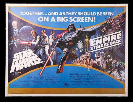 STAR WARS: STAR WARS (1977) / THE EMPIRE STRIKES BACK (1980) - UK Quad Poster