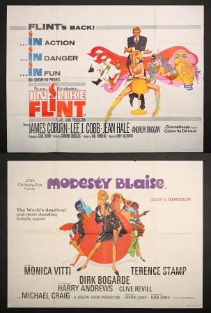 MODESTY BLAISE (1966) / IN LIKE FLINT (1967) - Two UK Quad Posters